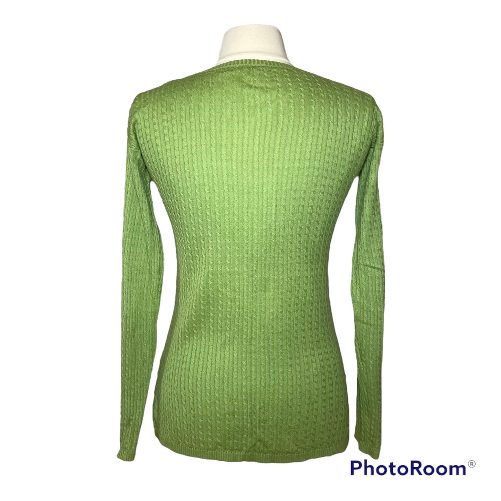 Polo Jeans Co. green V-neck cable knit long sleeve sweater Size S - Picture 6 of 6